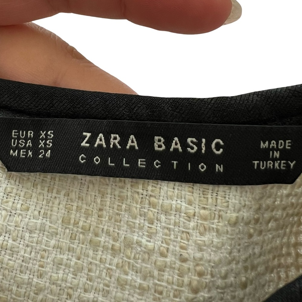 Zara Black and White Checkered Tweed Blouse - Picture 3 of 3